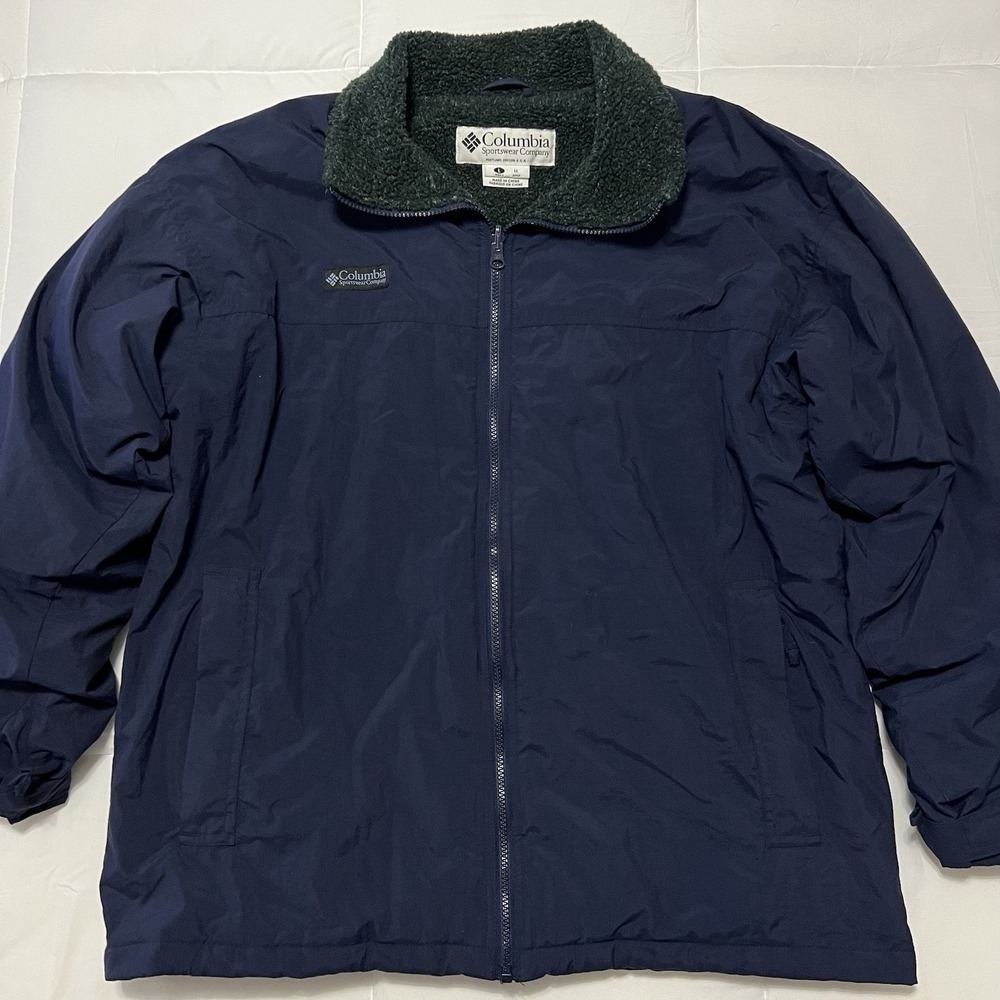 Columbia Nylon Insulated Wind Breaker Jacket Men's Sportswear Size Large Blue